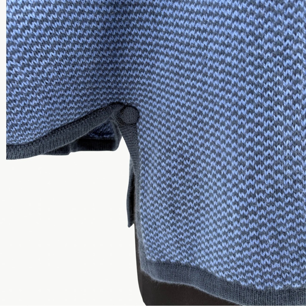 Vintage 80s Baby Alpaca Knit Cape Poncho Funnel Neck Sz Medium Blue Artisan Cozy - Picture 12 of 16